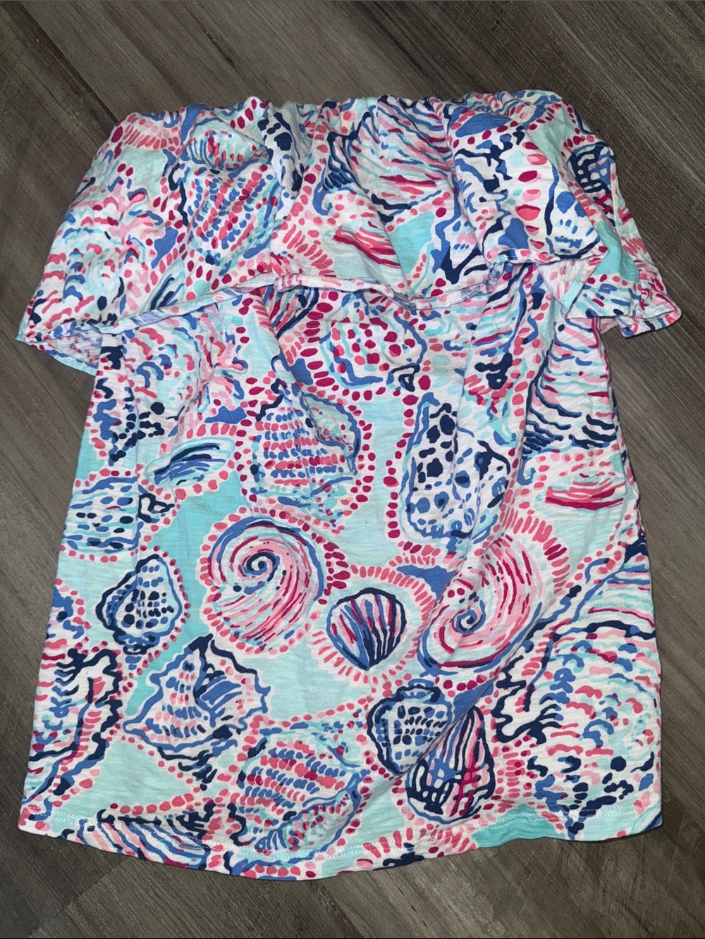 Lilly Pulitzer Wiley strapless ruffle tube top XS  "Shell Me About It" women XXS
